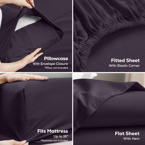 Utopia Bedding fitted sheet deep 16 inch pocket showing secure fit benefit