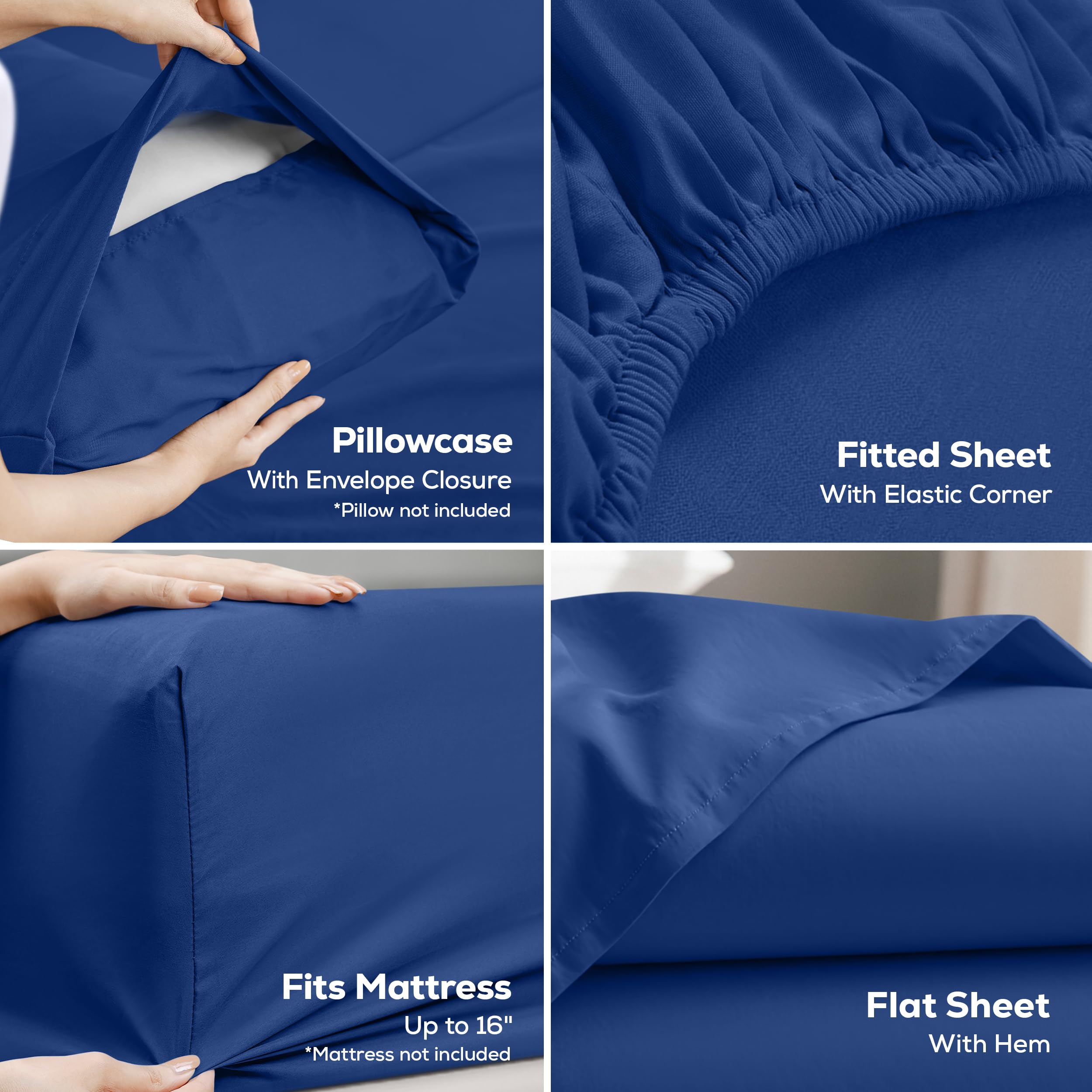 Utopia Bedding fitted sheet close-up of 16-inch deep pocket for secure fit