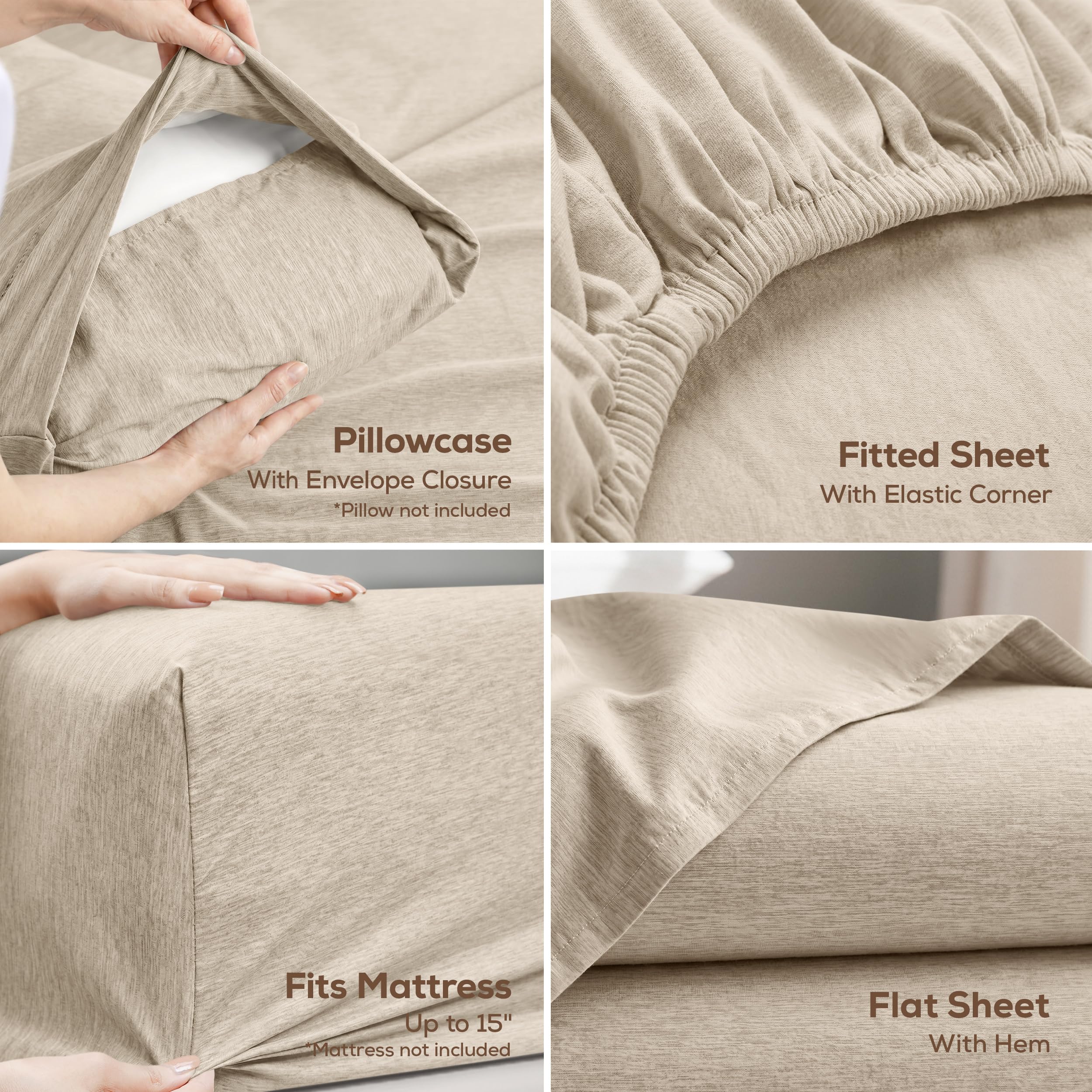 Utopia Bedding fitted sheet close-up of deep 16-inch pocket and secure elastic fit