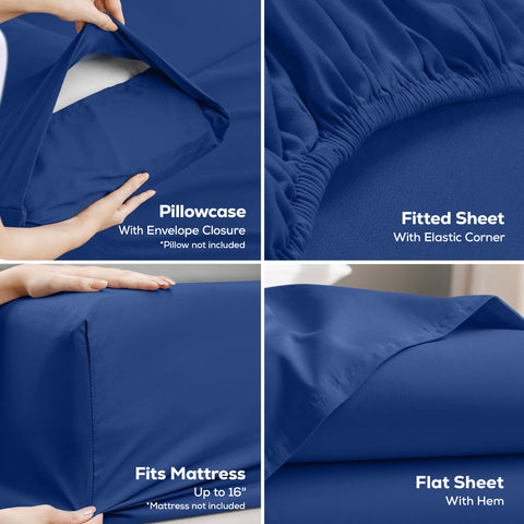 Utopia Bedding fitted sheet close-up of 16-inch deep pocket for secure fit