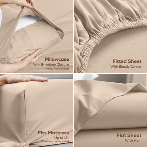 Utopia Bedding fitted sheet pocket detail showing deep 16-inch fit and secure hold