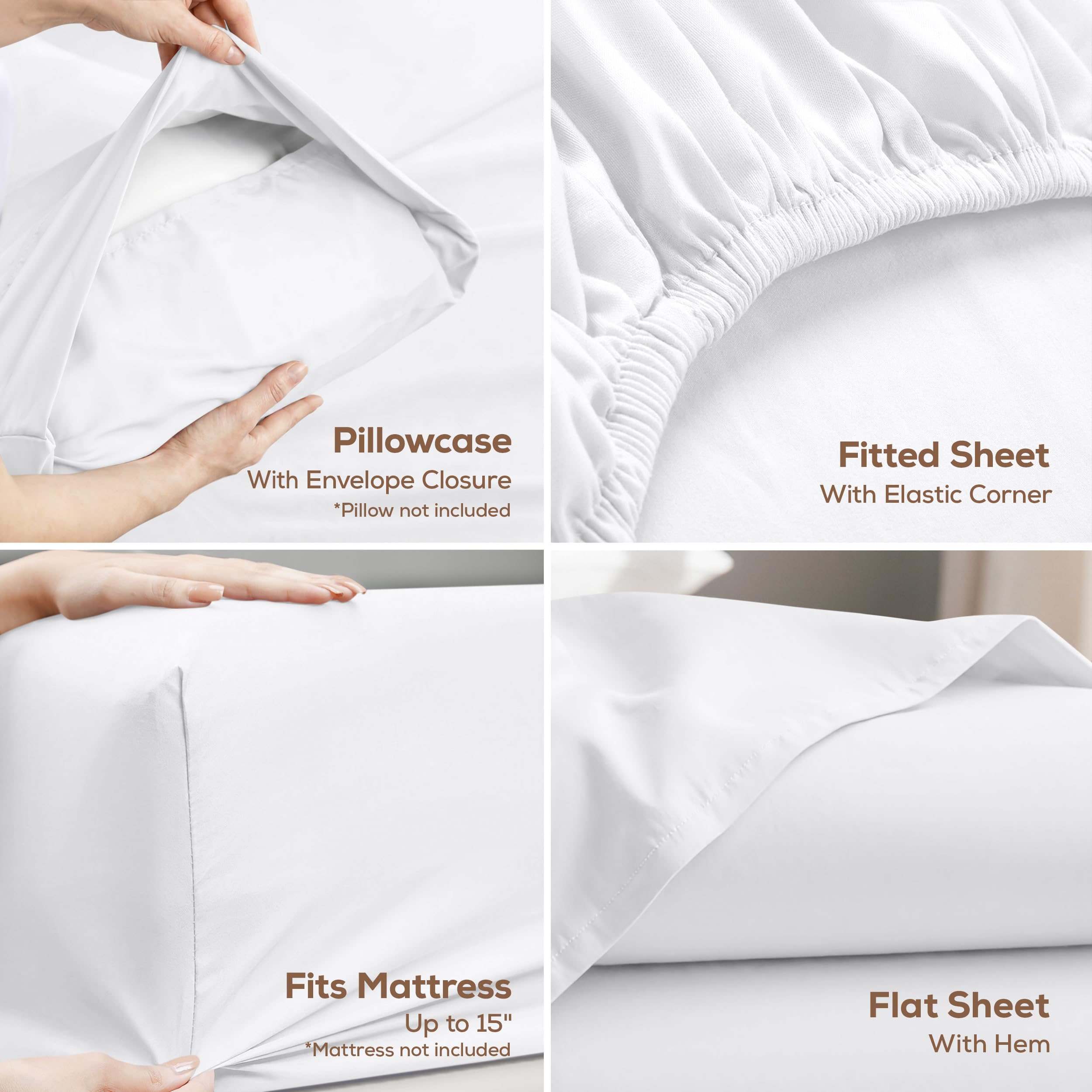 Utopia Bedding flat sheet folded detail showing smooth fabric and easy care