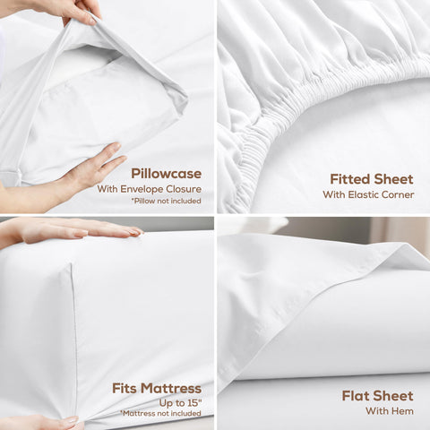 Utopia Bedding flat sheet folded detail showing smooth fabric and easy care