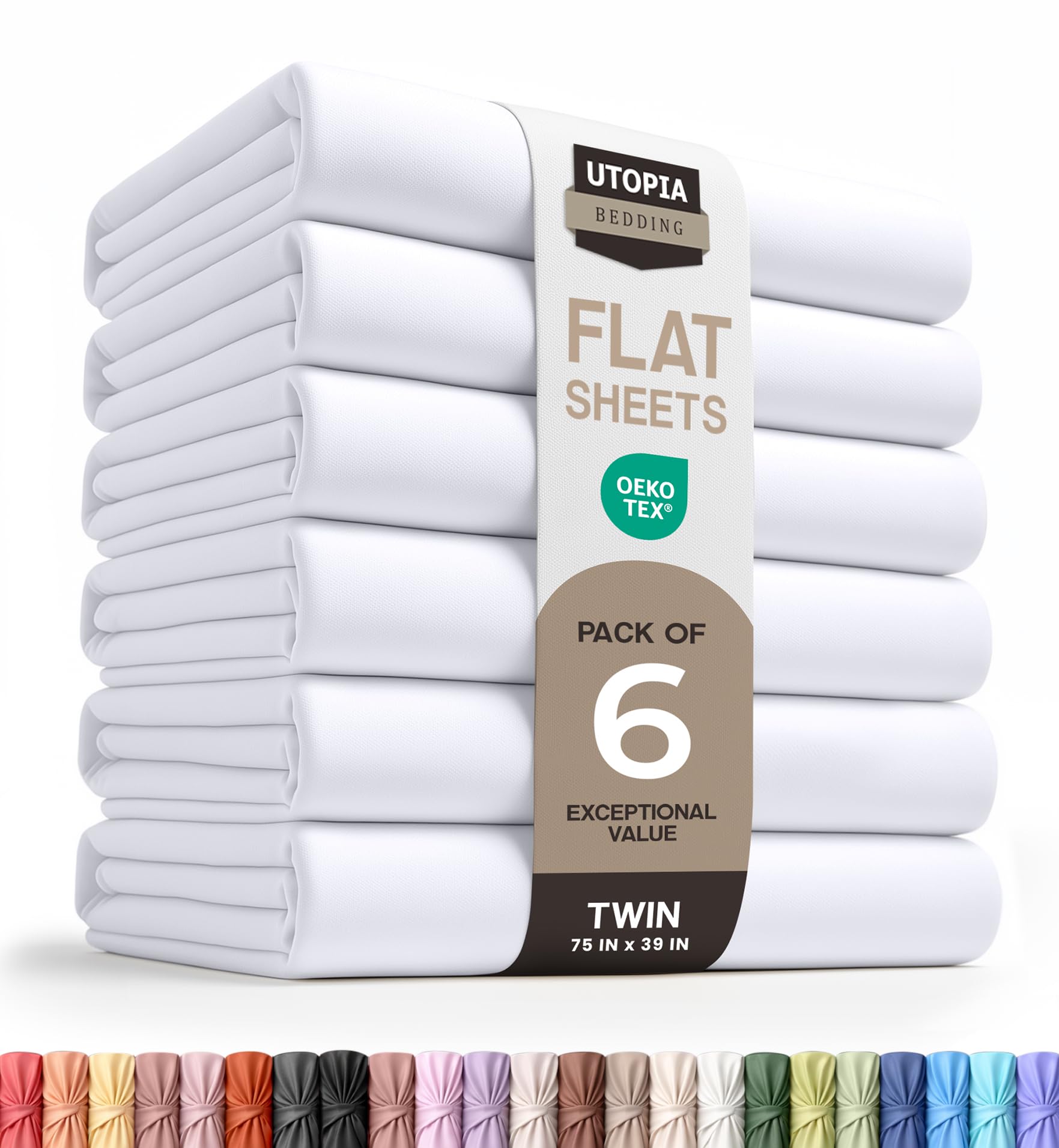Utopia Bedding flat sheet front view showing clean white appearance and neat hem for a polished bed