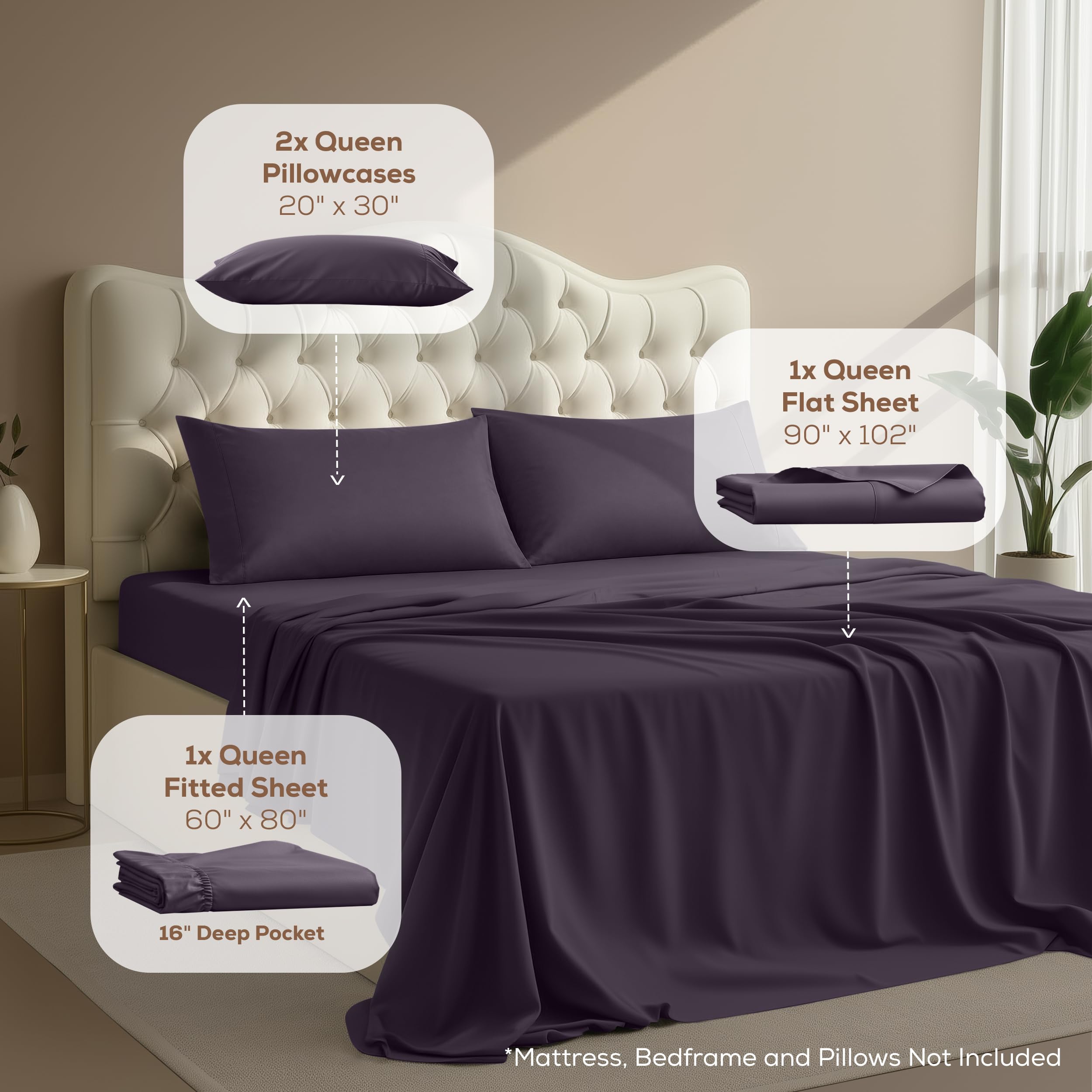 Utopia Bedding flat sheet full coverage demonstrating easy tucking and smooth finish