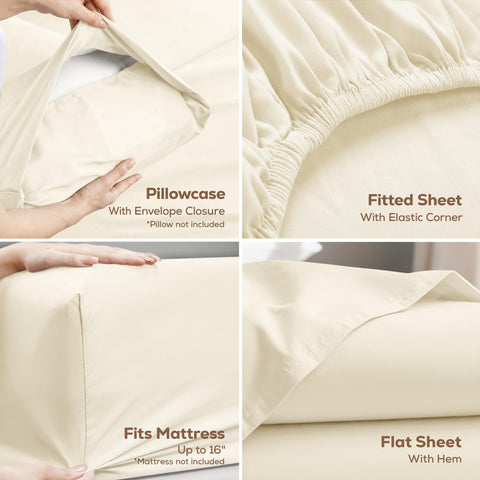 Utopia Bedding flat sheet draped across a bed showing generous coverage benefit