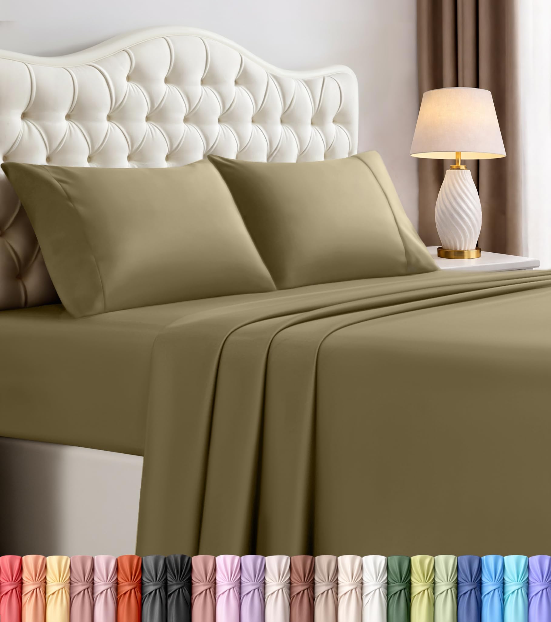 Utopia Bedding flat sheet spread showing full coverage and neat finish