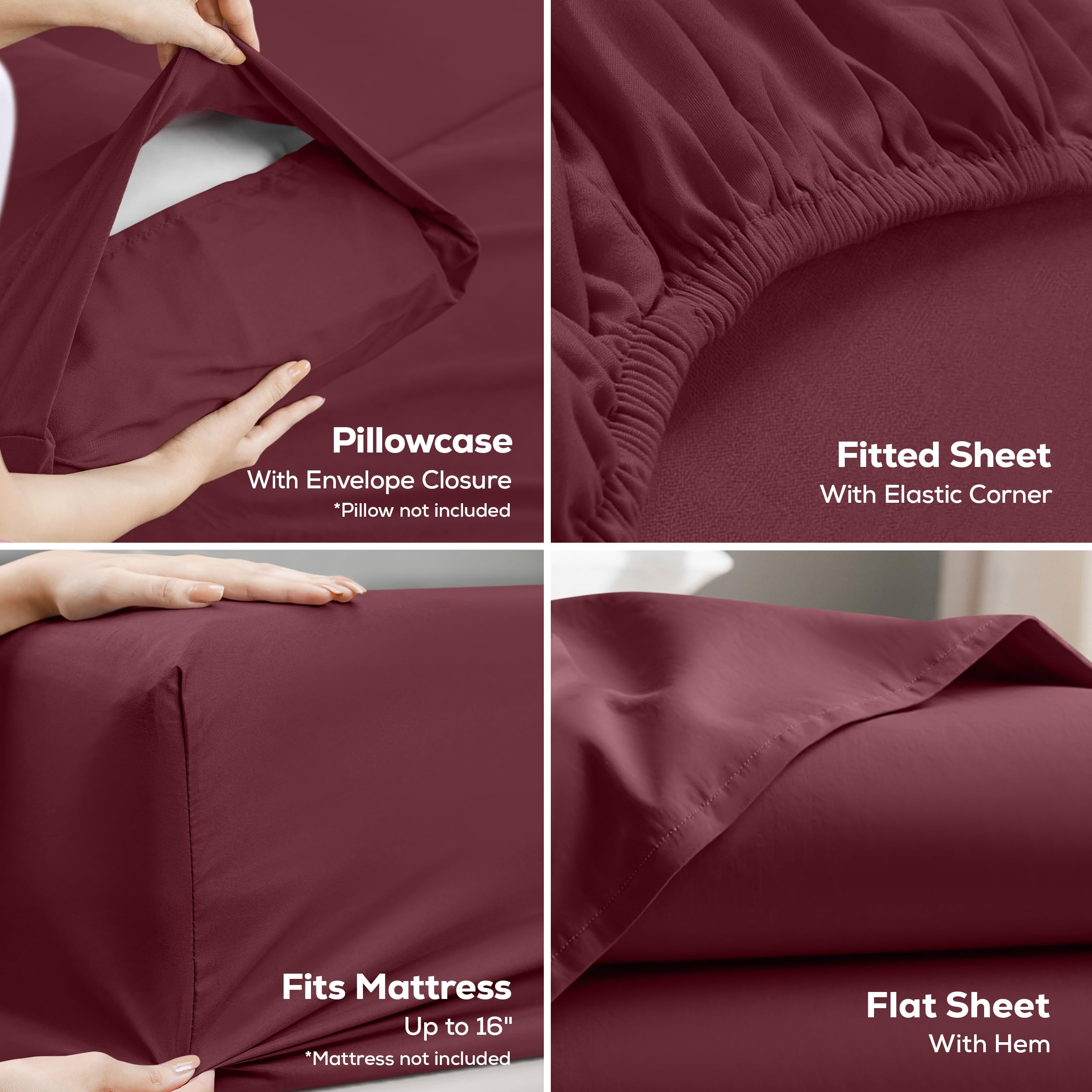 Utopia Bedding flat sheet fully spread on bed showing generous coverage and neat tuck potential