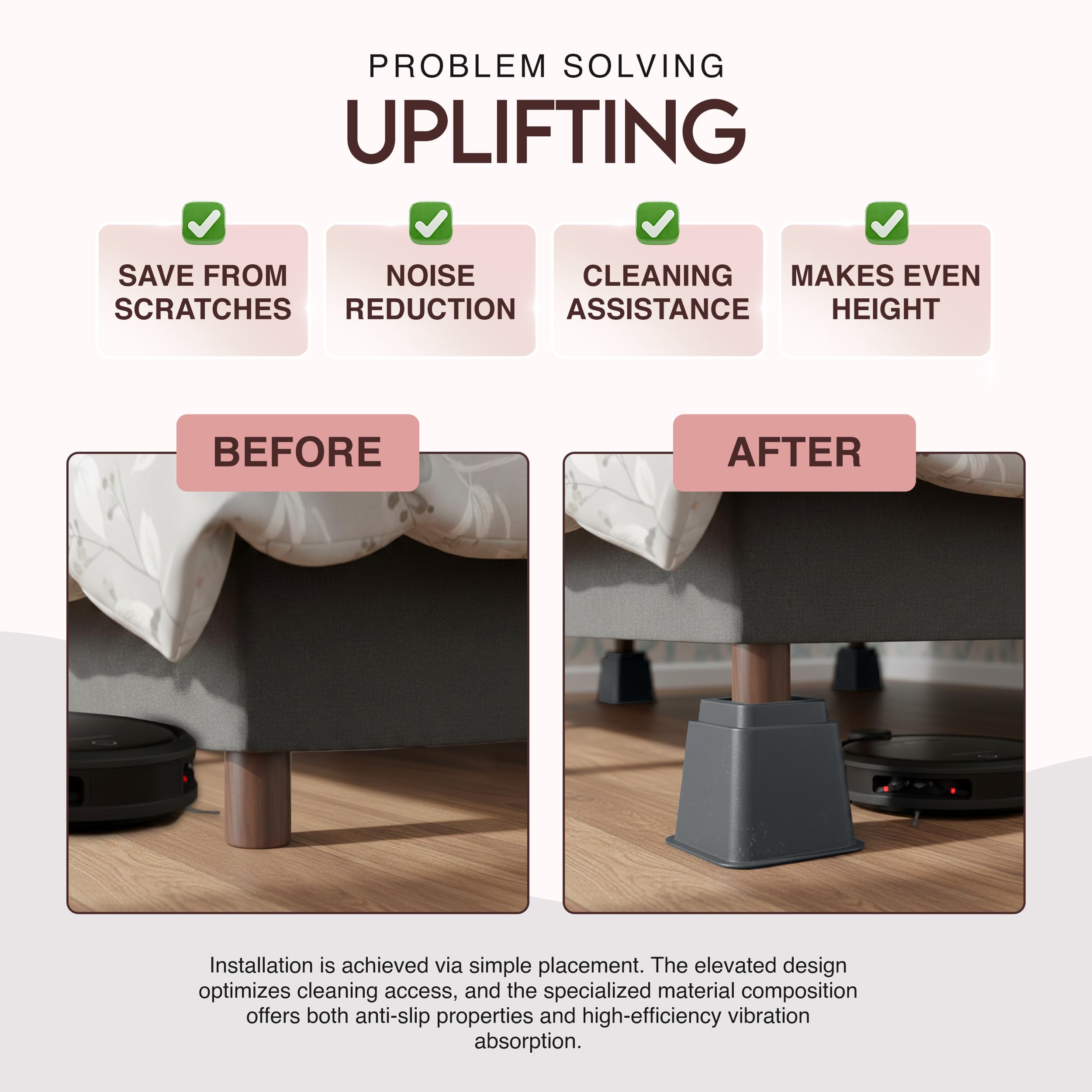 Utopia Bedding on hardwood floor showing wide base protecting floors from scratches