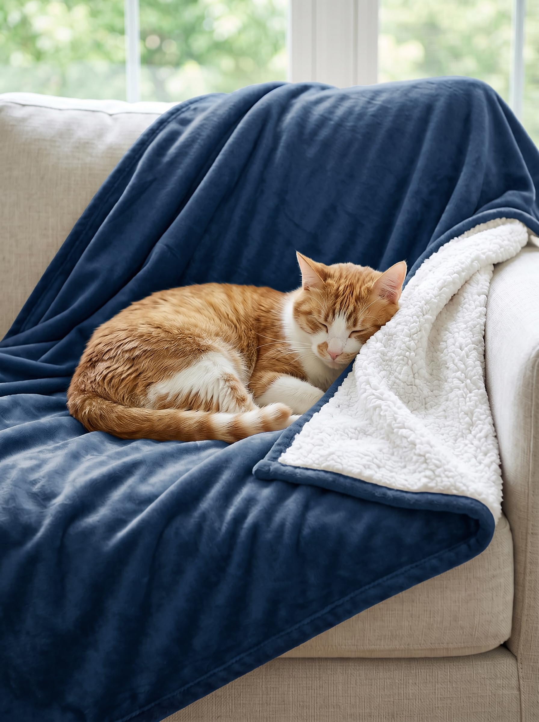 Utopia Bedding neatly folded on a sofa illustrating easy storage and ready living-room coziness
