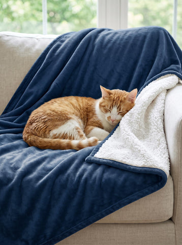 Utopia Bedding neatly folded on a sofa illustrating easy storage and ready living-room coziness