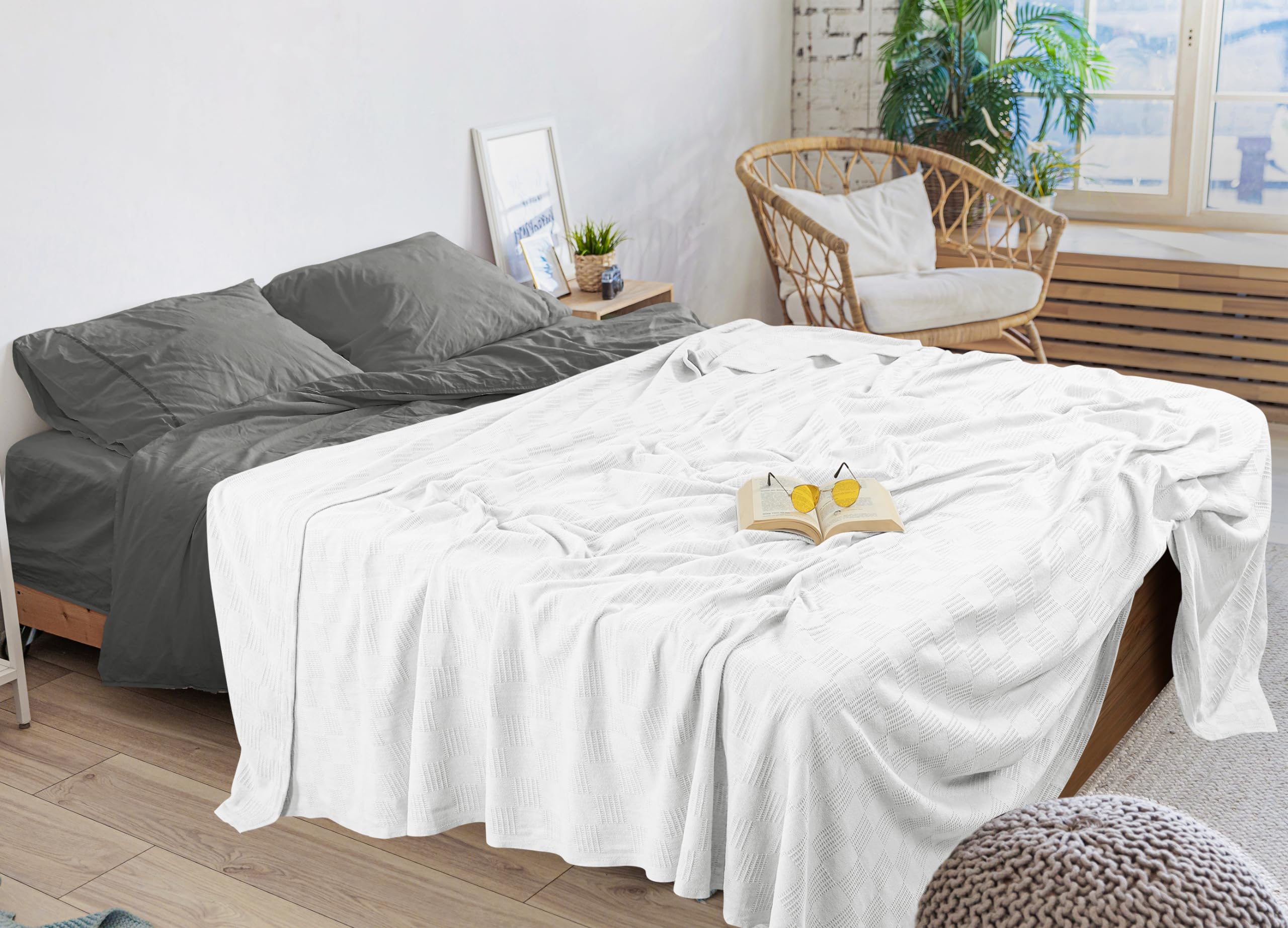 Utopia Bedding draped at foot of bed adding layered styling and warmth