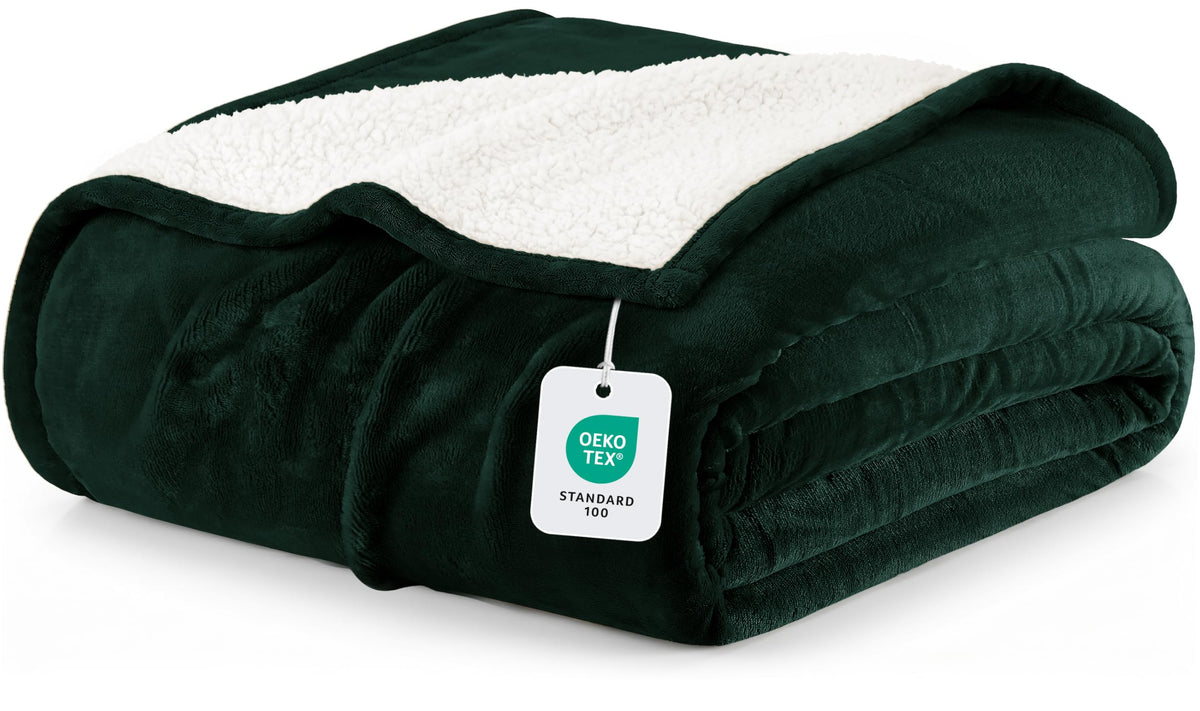 Utopia Bedding forest green front folded showing smooth flannel and cozy look
