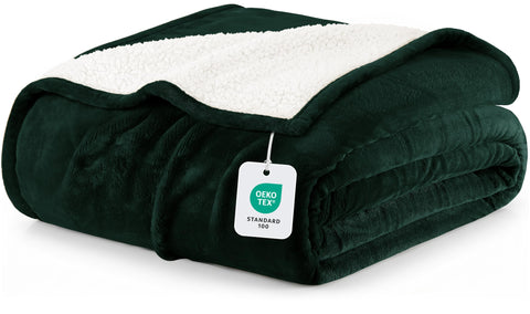 Utopia Bedding forest green front folded showing smooth flannel and cozy look