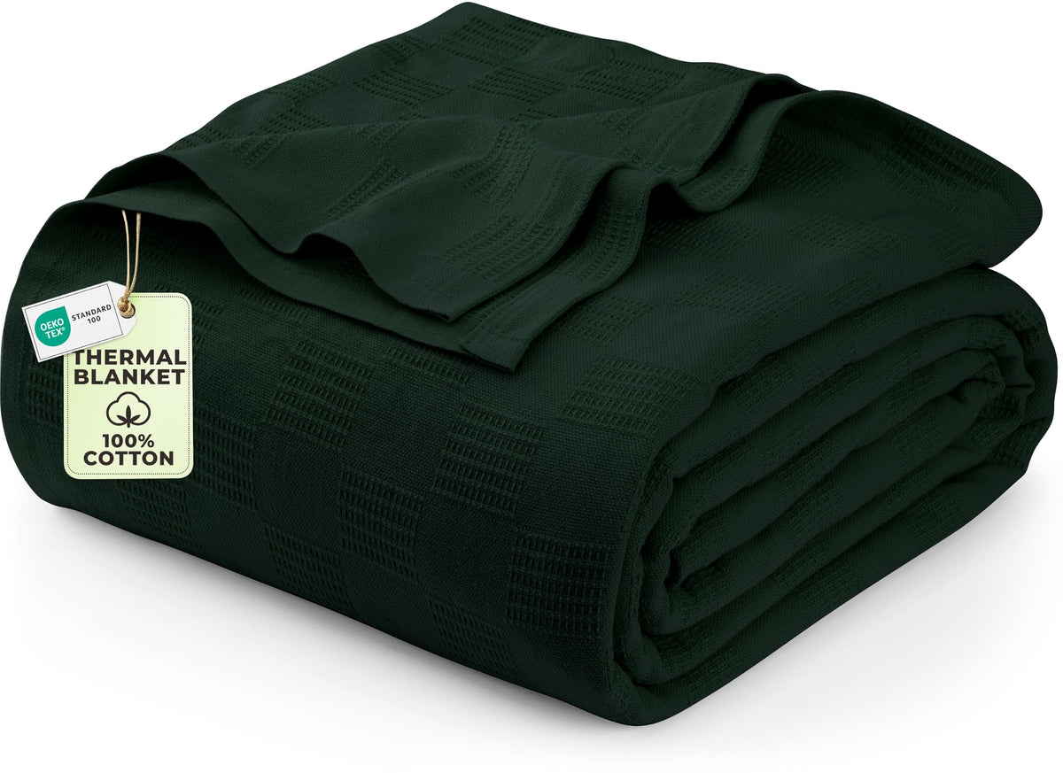 Utopia Bedding forest green blanket front view showing neat drape and color