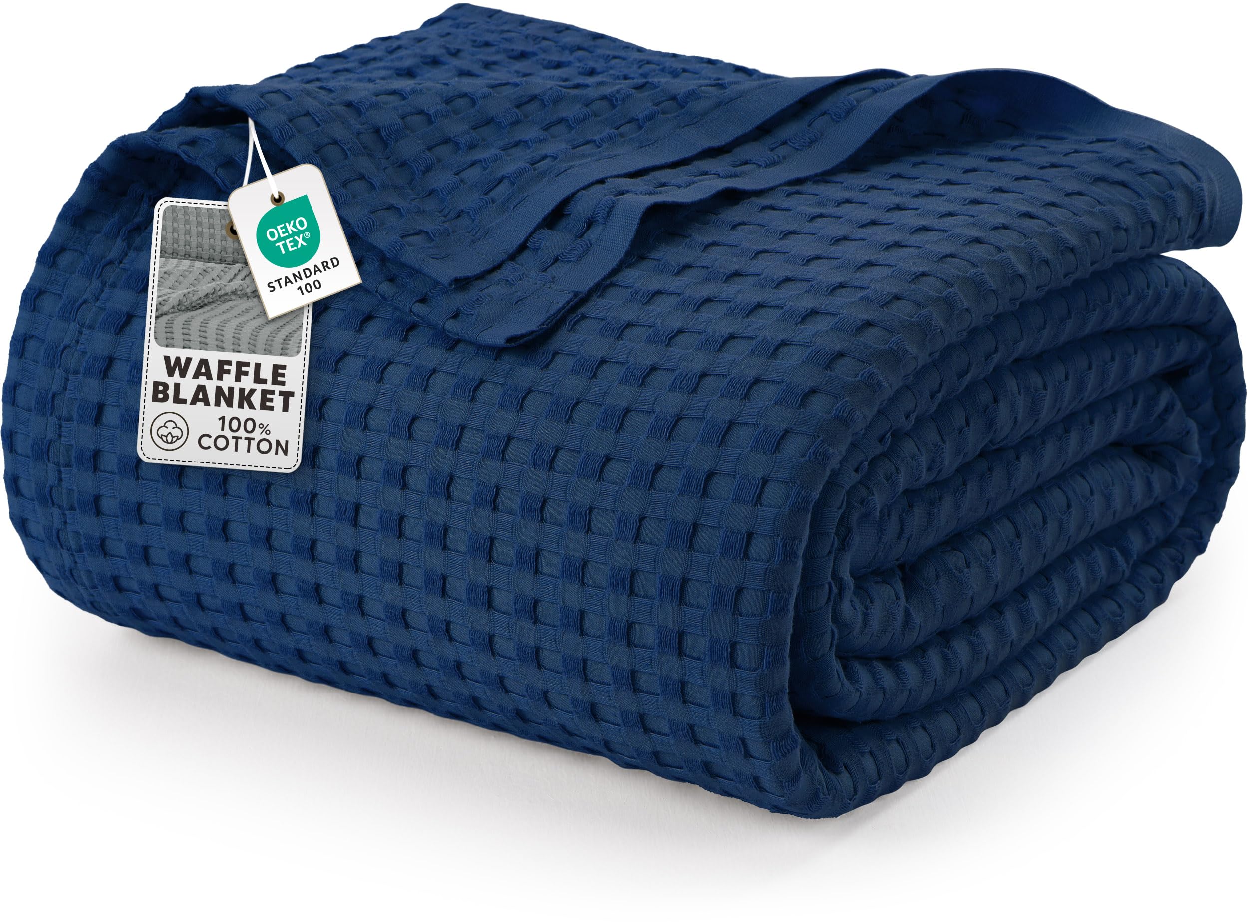 Utopia Bedding front view of folded twin navy blanket showing neat finish and cozy appeal