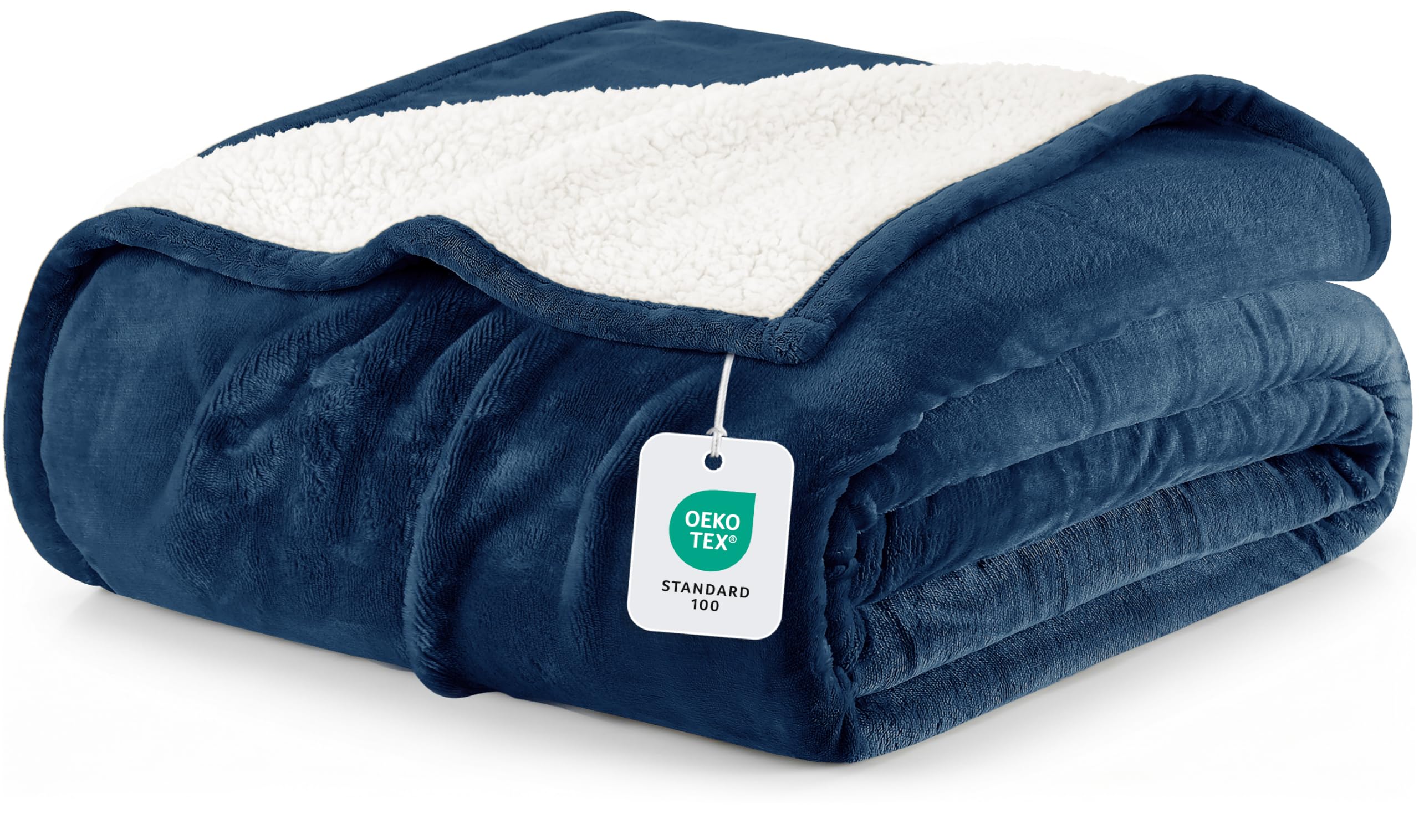 Utopia Bedding front view navy twin blanket showing neat edges and smooth flannel face for stylish comfort