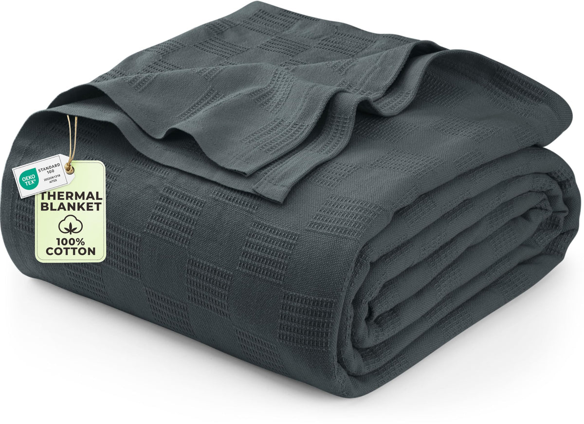 Utopia Bedding front view smoke gray blanket showing color and size benefit