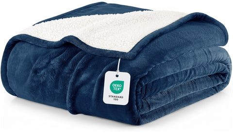 Utopia Bedding front view navy king blanket showing full coverage and cozy aesthetic