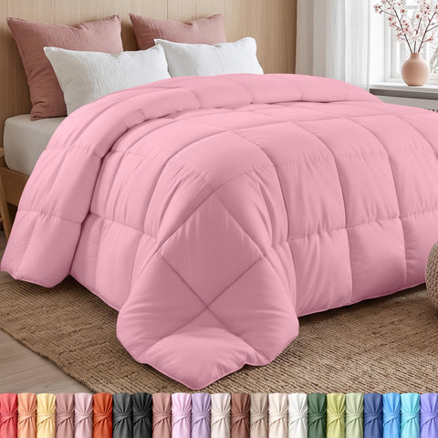 Utopia Bedding front view pink comforter showing full queen coverage and soft look