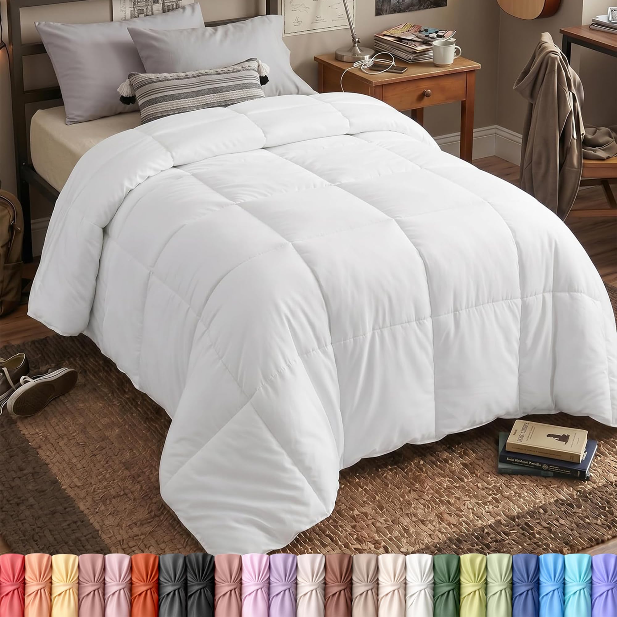 Utopia Bedding front view on Twin XL bed shows neat coverage and clean look