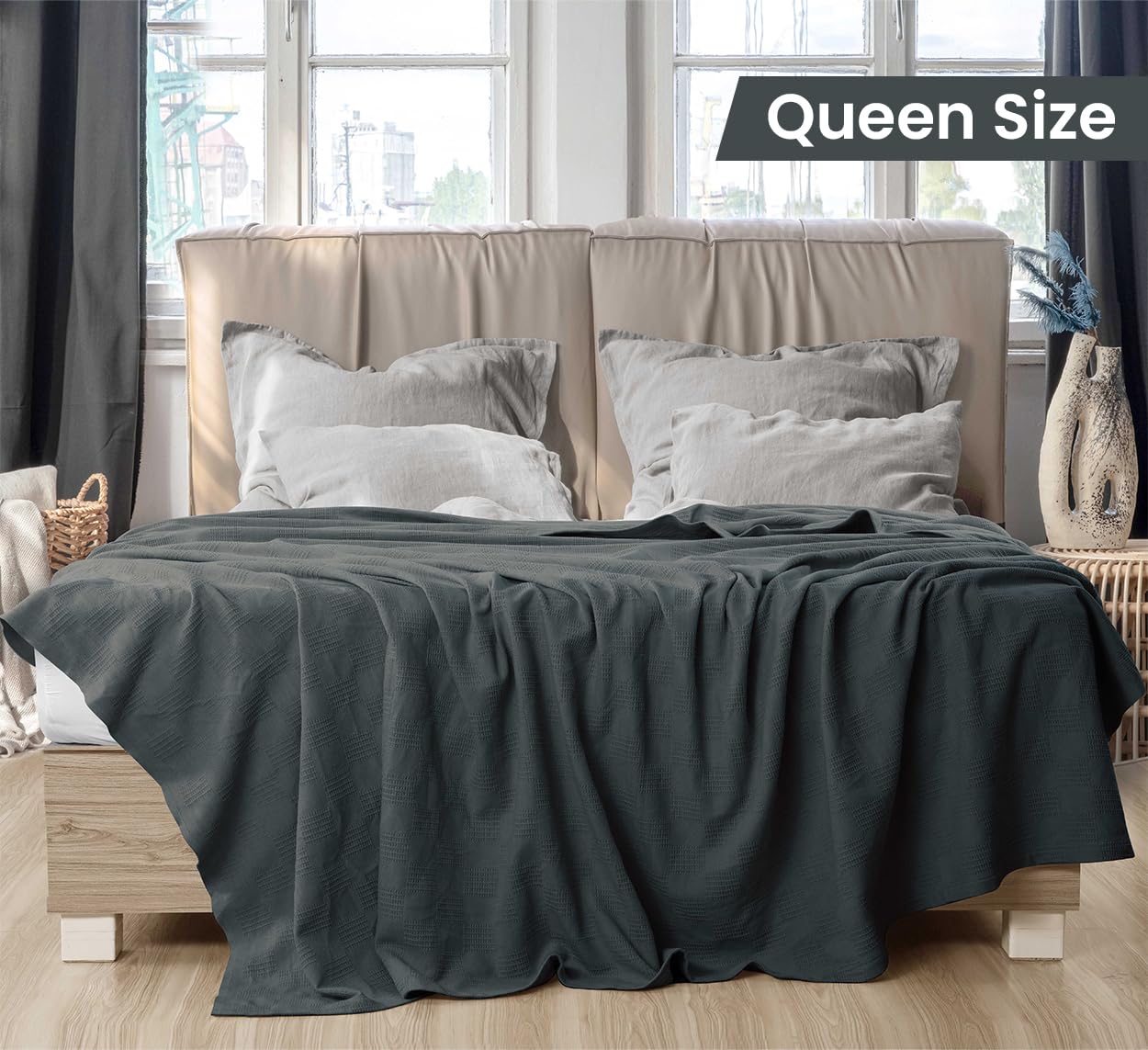 Utopia Bedding on queen bed showing full coverage and styling benefit