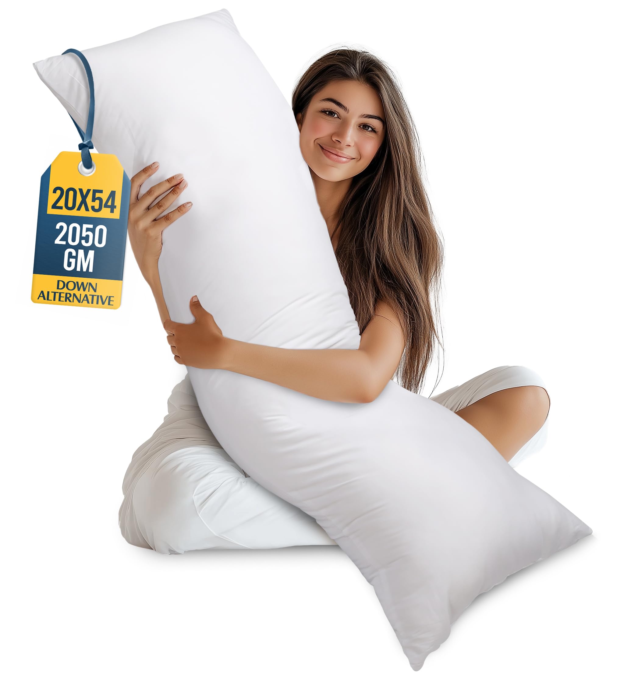 Utopia Bedding front view showing full body pillow and neat finish for restful support