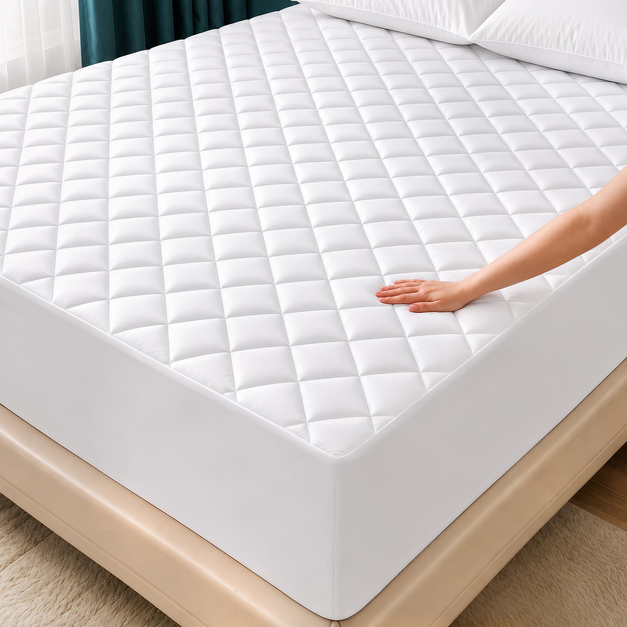 Utopia Bedding front view showing full-size fitted pad, adds comfort