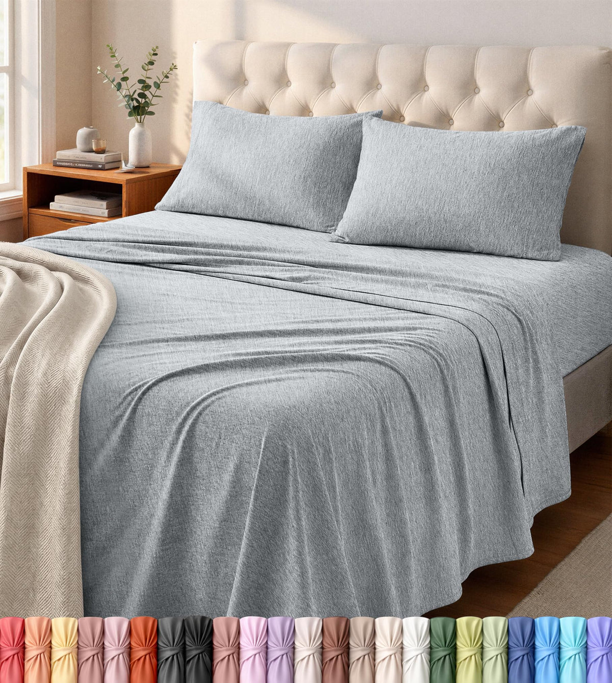 Utopia Bedding full sheet set front view showing neat fit and style benefit