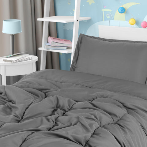 Utopia Bedding comforter in a styled kids bedroom illustrating neutral decor fit