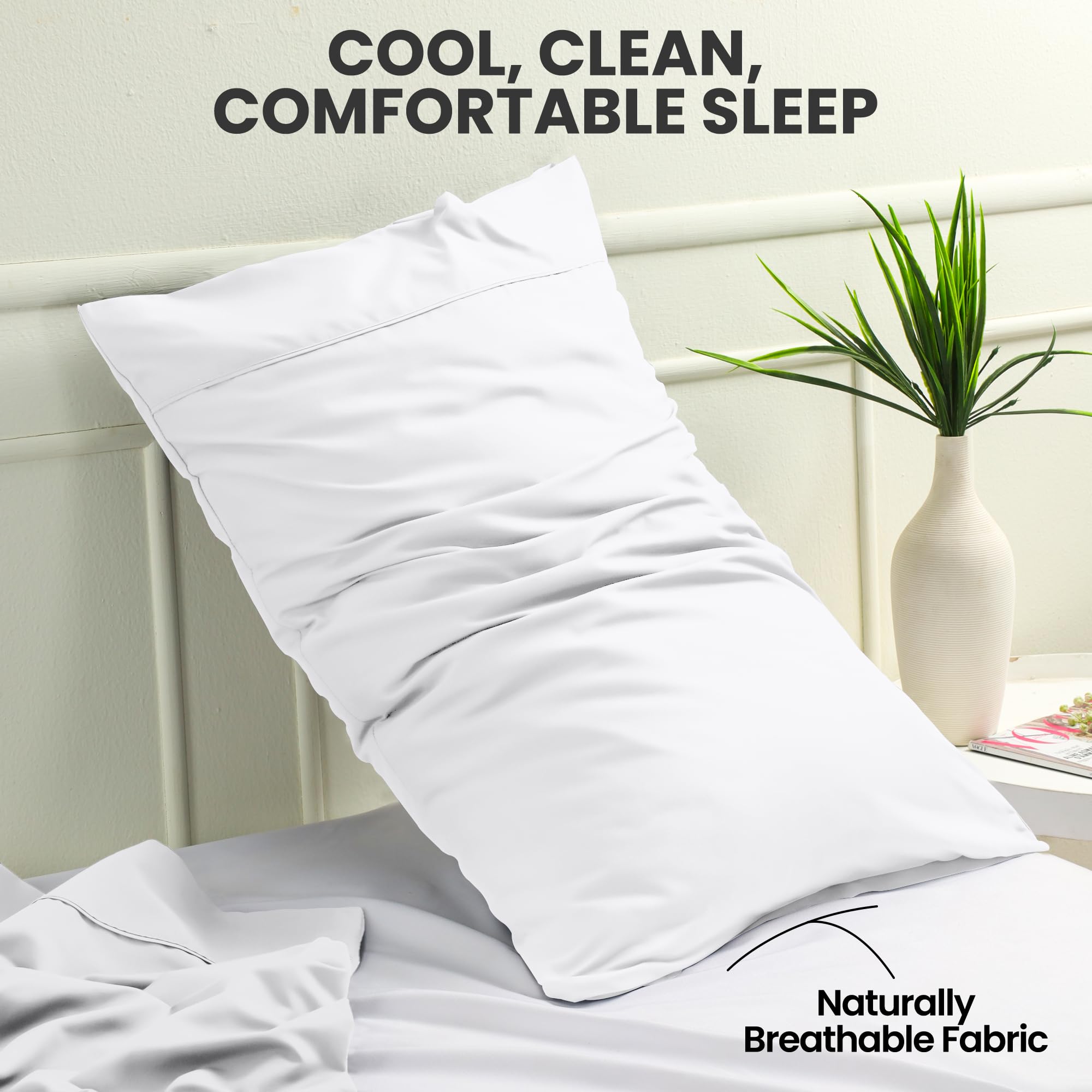 Utopia Bedding pillowcases on a made bed illustrating smooth, hotel-style appearance