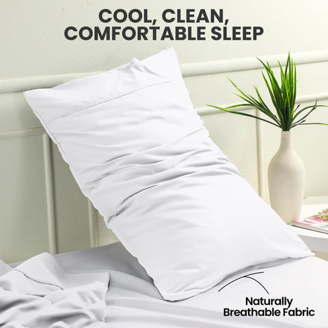 Utopia Bedding pillowcases on a made bed illustrating smooth, hotel-style appearance
