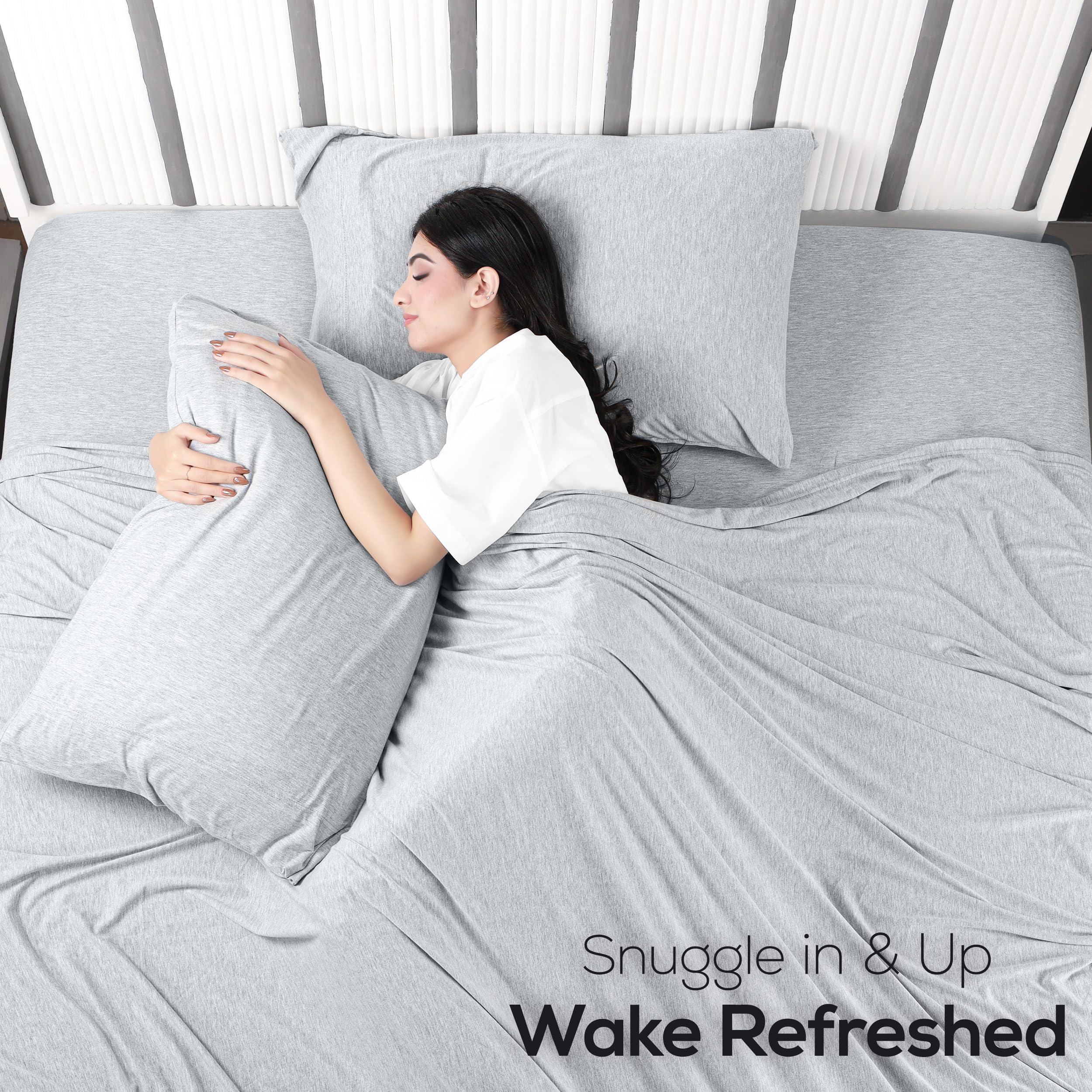 Utopia Bedding sheets beside ruler showing fitted sheet depth and accurate sizing benefit