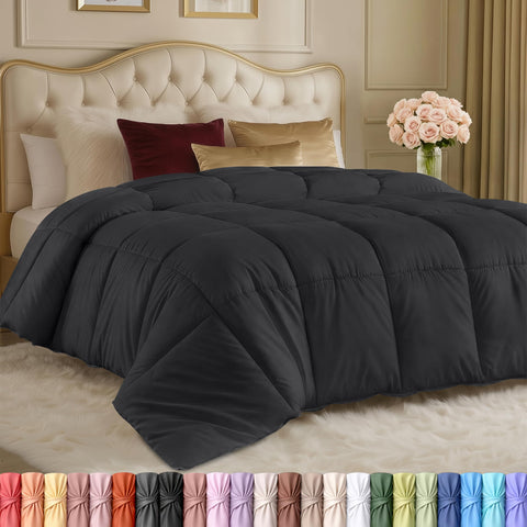 Utopia Bedding king comforter front view showing neat grey finish and tailored look