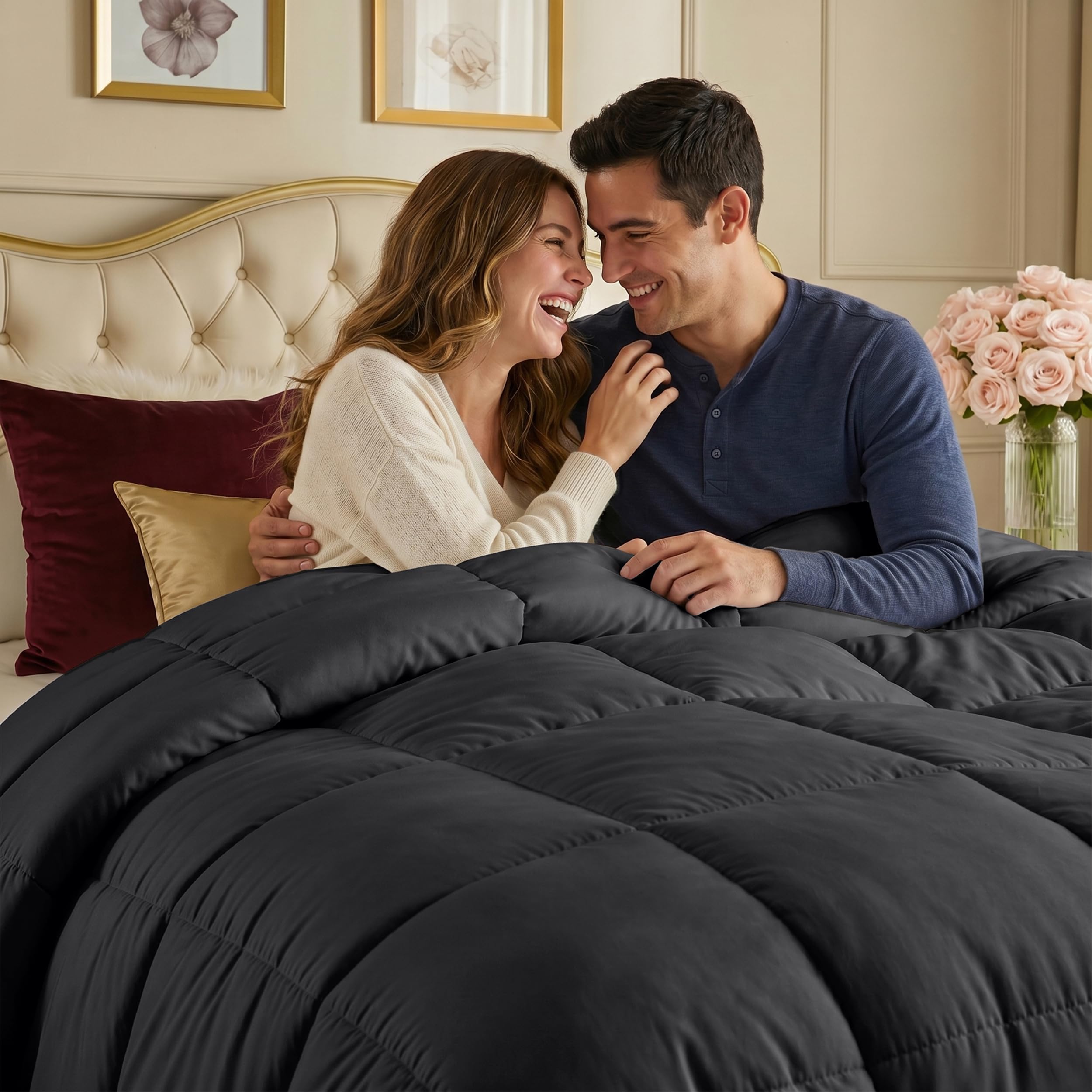 Utopia Bedding on bed lifestyle showing polished bedroom and easy styling