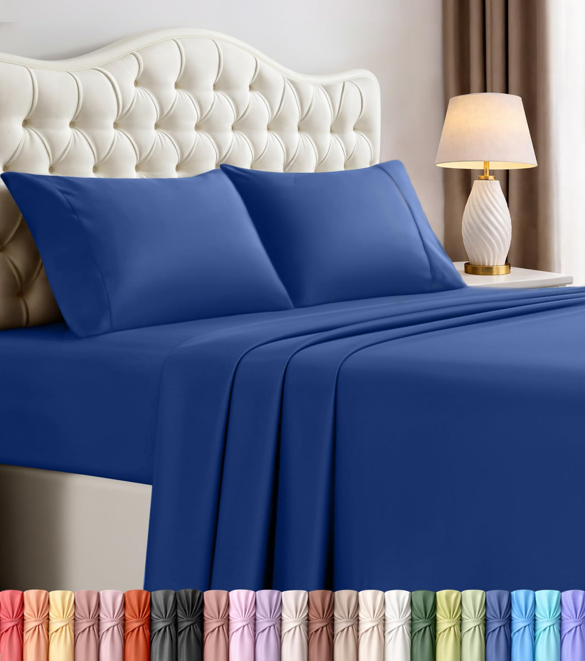 Utopia Bedding front view of king sheet set packaging showing contents and color
