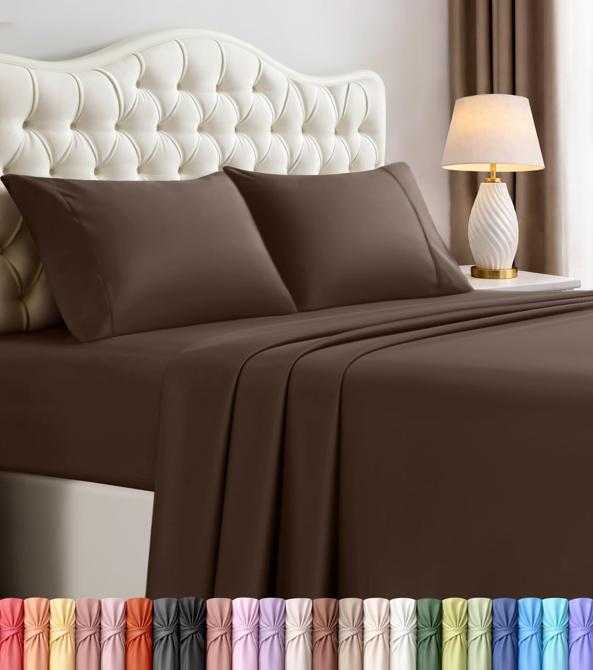 Utopia Bedding front packaging showing complete king sheet set and simple benefits