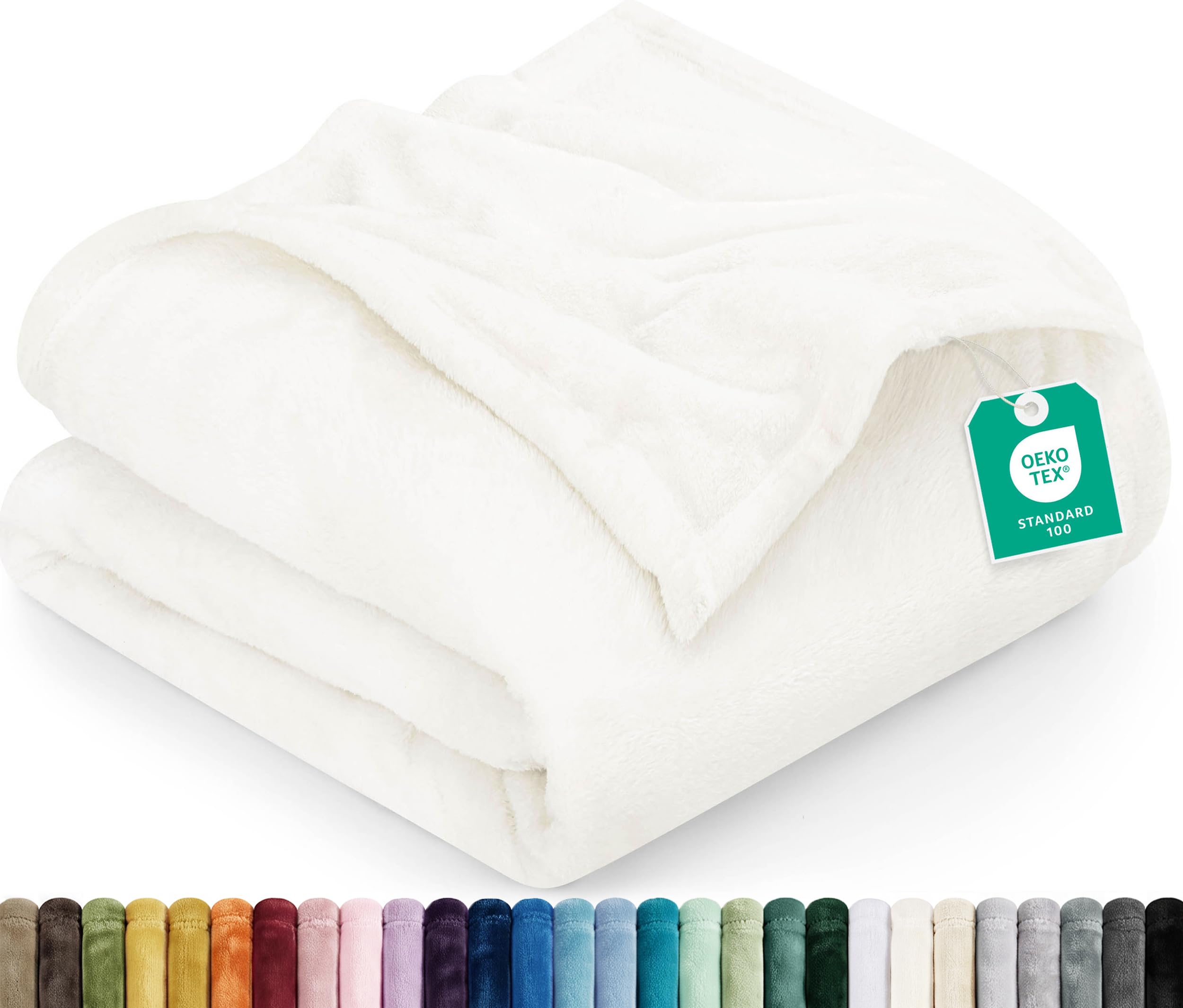 Utopia Bedding king-size front view showing ivory blanket and full-bed coverage