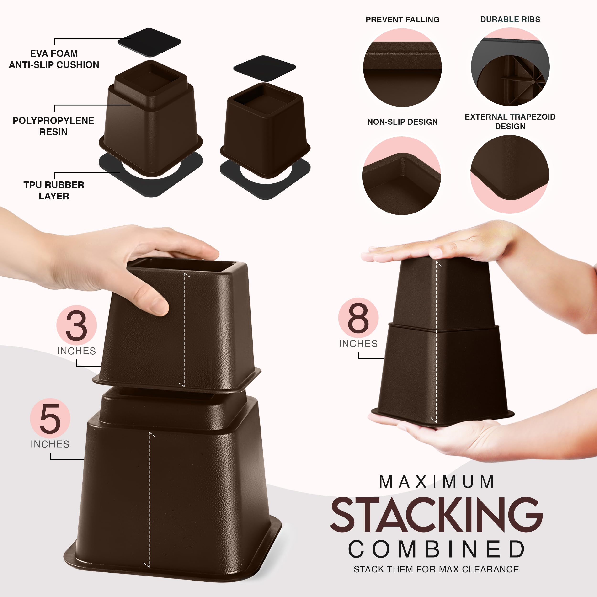 Utopia Bedding closeup of bed leg seated in cup offering anti-slip stability and protection