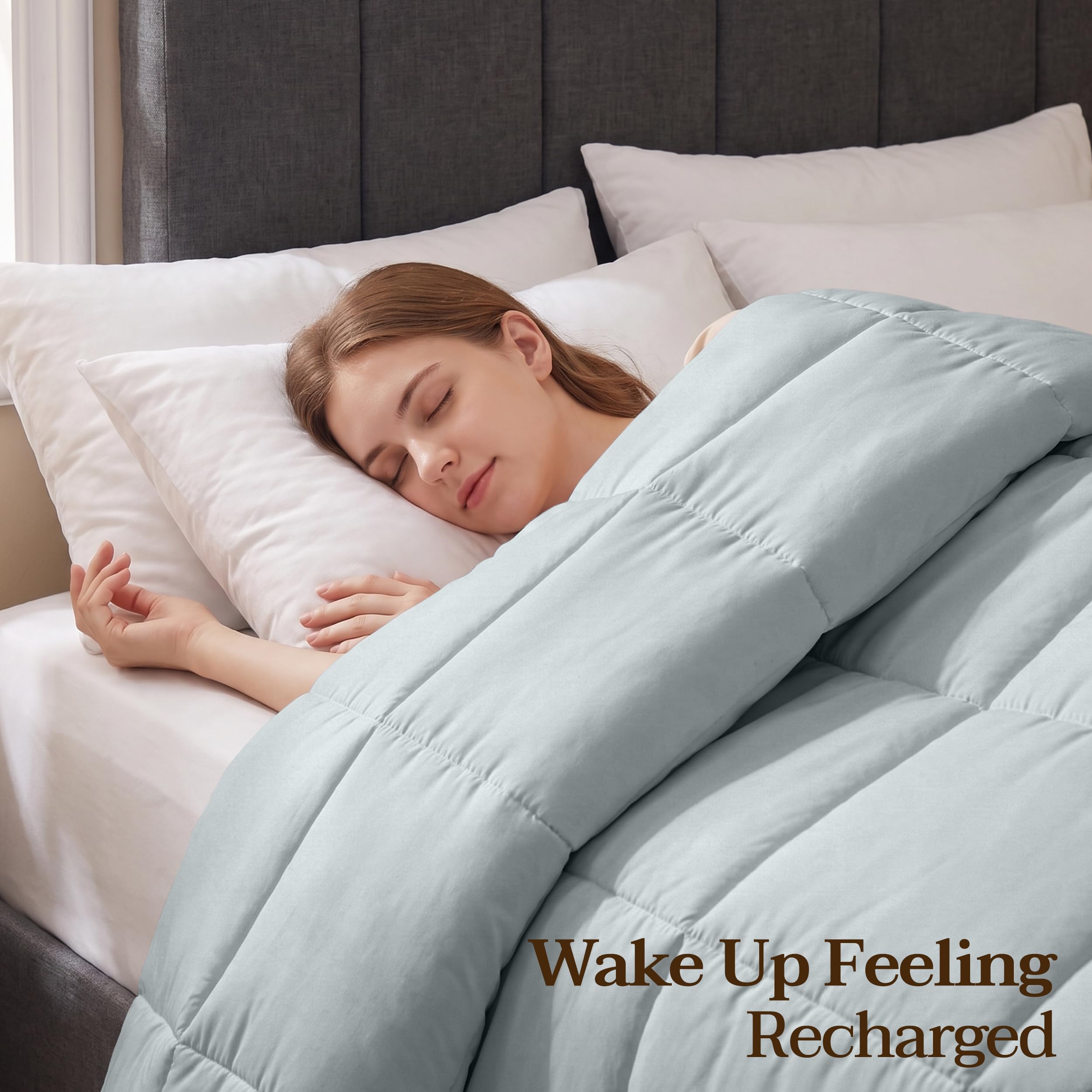 Utopia Bedding lifestyle bedroom scene in light grey conveying cozy versatility