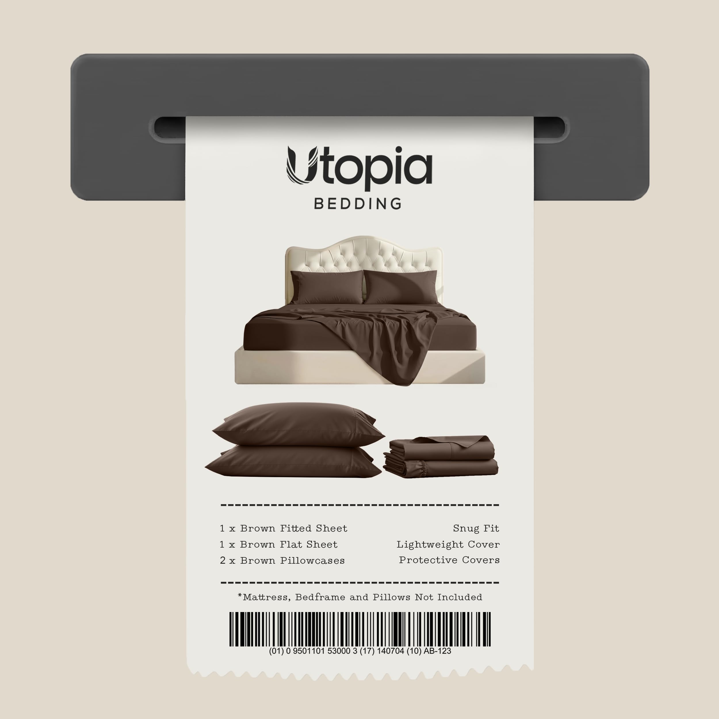 Utopia Bedding styled bedroom with sheets installed showing neat hotel-like bed