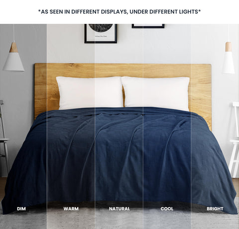 Utopia Bedding packaged blanket with label showing 100% cotton and care guidance