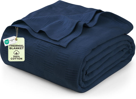 Utopia Bedding navy queen blanket front view shows full coverage and tidy styling