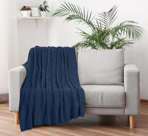 Utopia Bedding blanket beside ruler illustrating 90x90 inch scale for accurate sizing