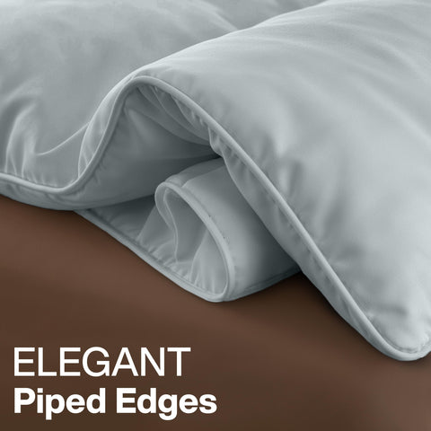 Utopia Bedding styled bedroom scene showing neutral light grey calming effect