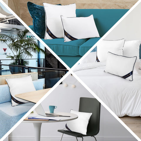 Utopia Bedding pair on a bed demonstrating layered styling and visual depth