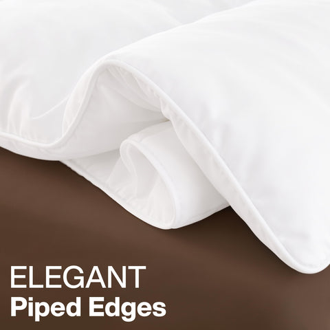 Utopia Bedding packaged insert with label highlighting easy-care benefits