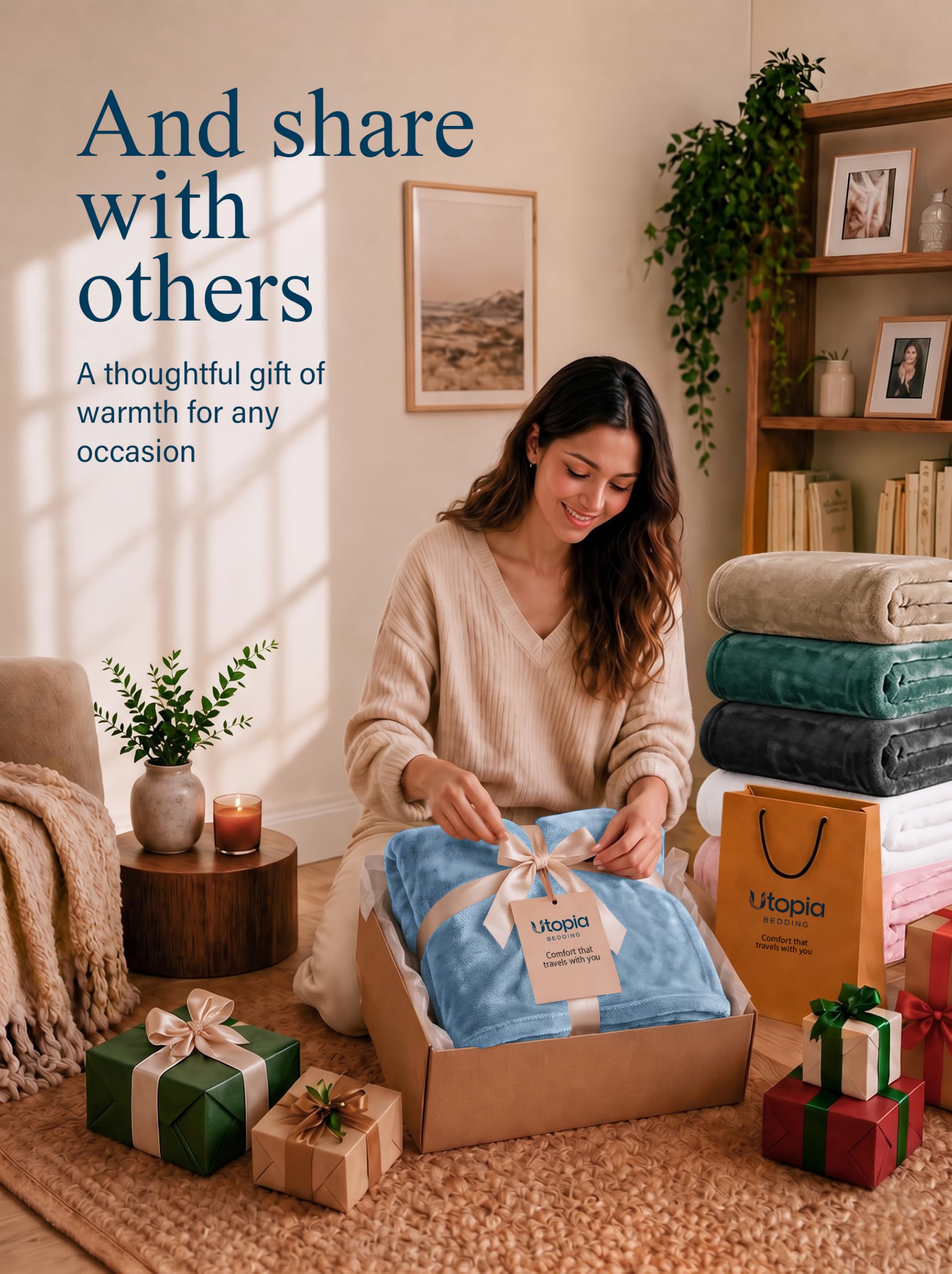 Utopia Bedding blanket rolled in a travel bag demonstrating portable warmth