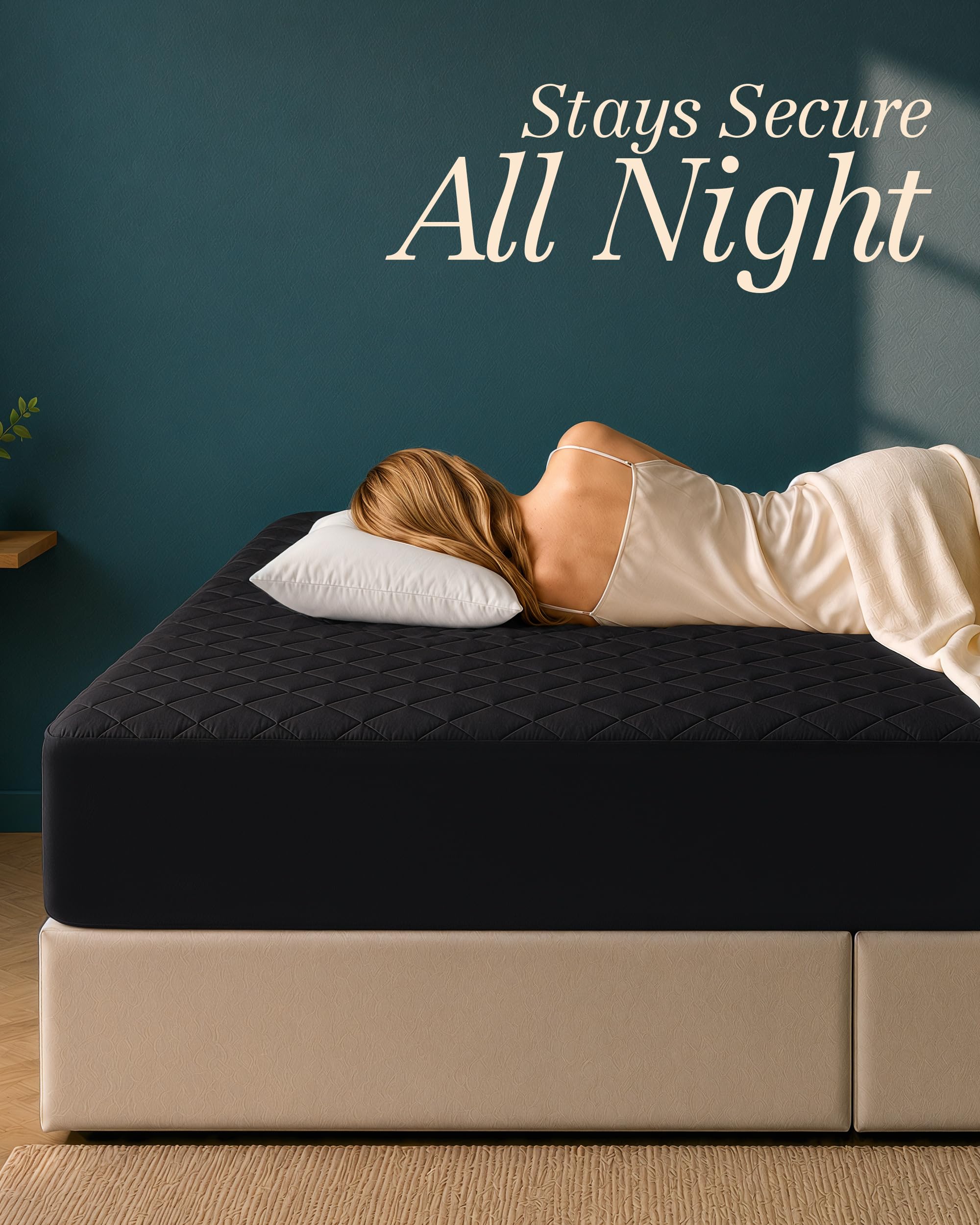 Utopia Bedding mattress pad on king mattress illustrating smooth top benefit