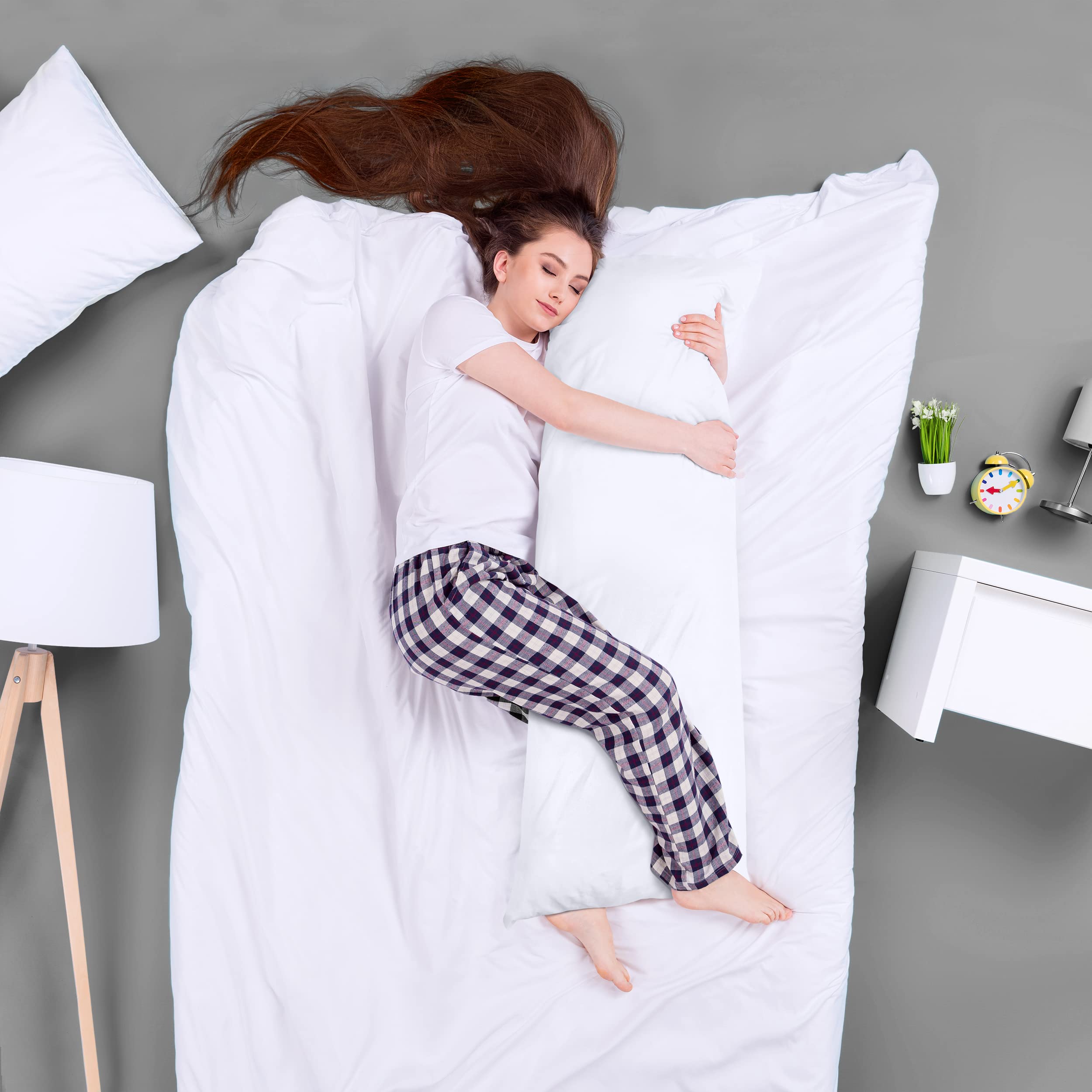 Utopia Bedding pillow placed on bed showing how it supports side sleeping positions